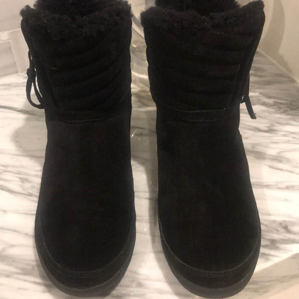 Tory Burch black Loriner shearling booties